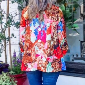 Ali Miles Plus Size 1X Wearable Art to Wear Artsy Blouse Shirt Top Size 1X NWT